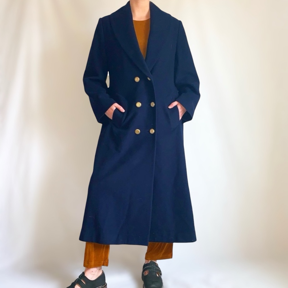 Dino Gaspari navy jacket/coat, cashmere & wool, vintage 80s/1980s
